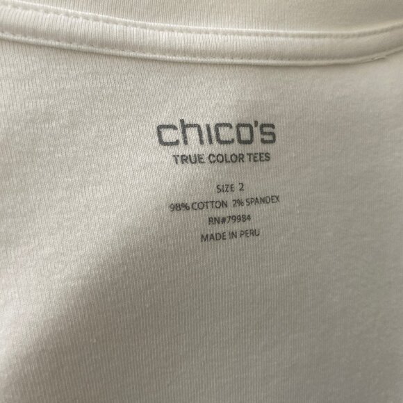 Chico's  White True Color Tee V Neck Three Quarter Sleeve 2 ( large) 12 - Picture 6 of 6
